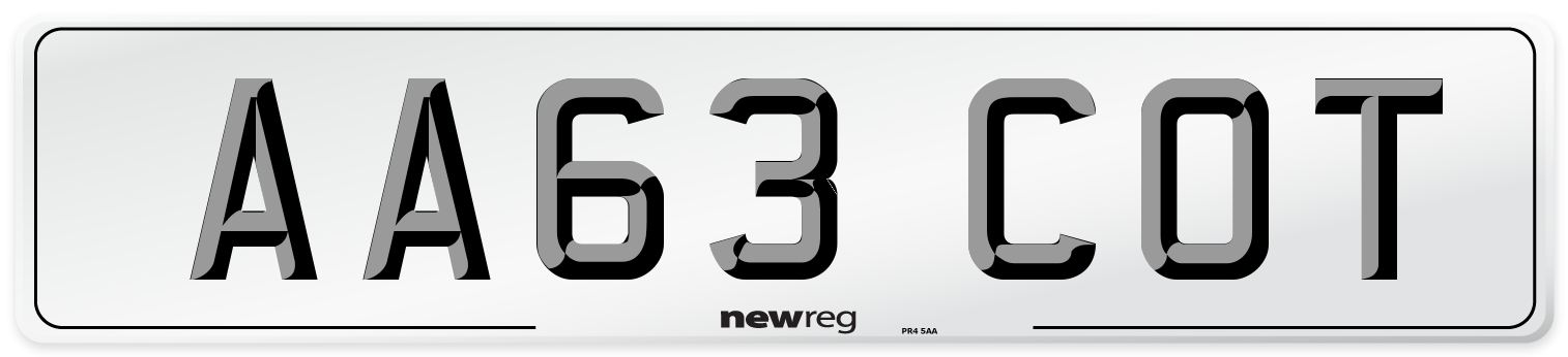 AA63 COT Number Plate from New Reg